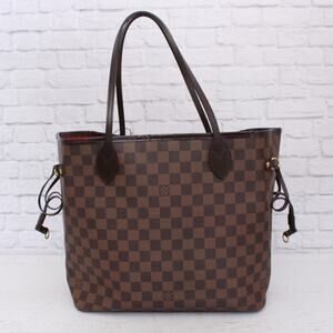 Louis Vuitton Neverfull MM Damier Ebene Leather Tote Shoulder Purse Brown A4633